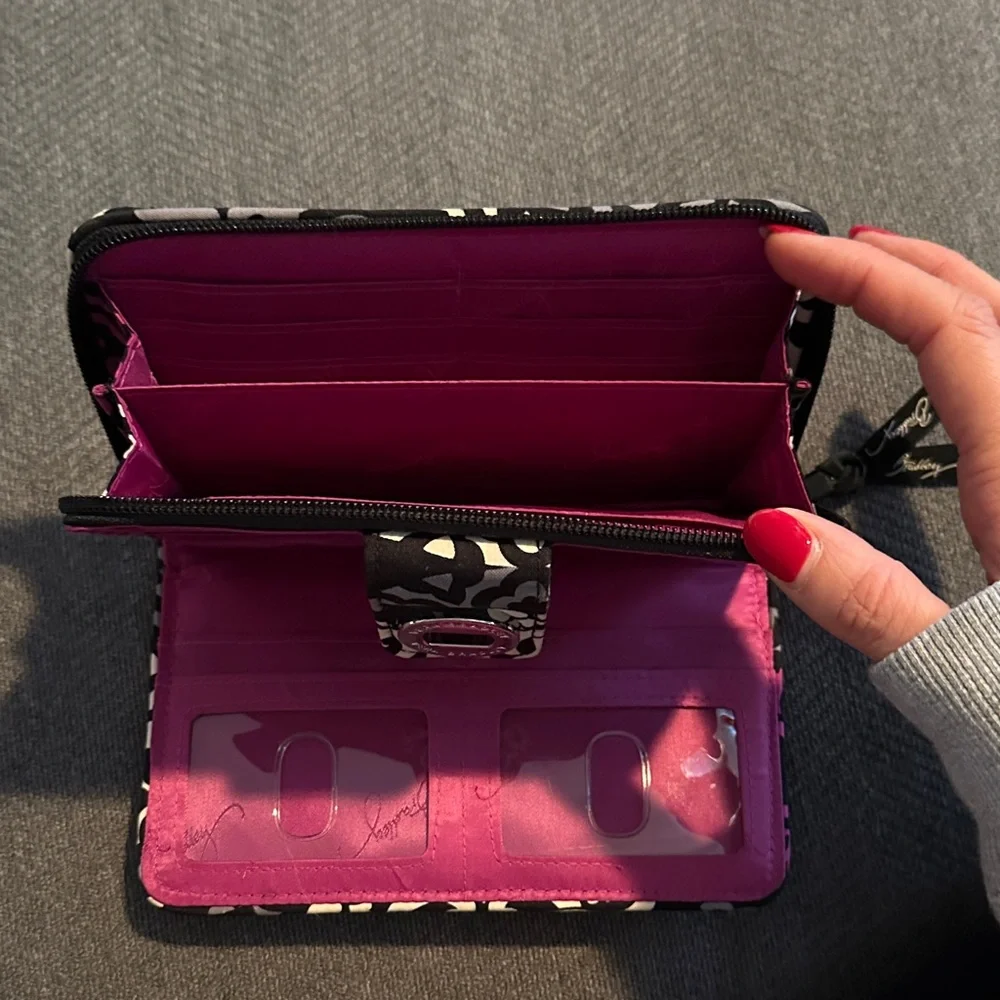 Vera Bradley Black and Pink Patterned Wallet - Picture 4 of 9